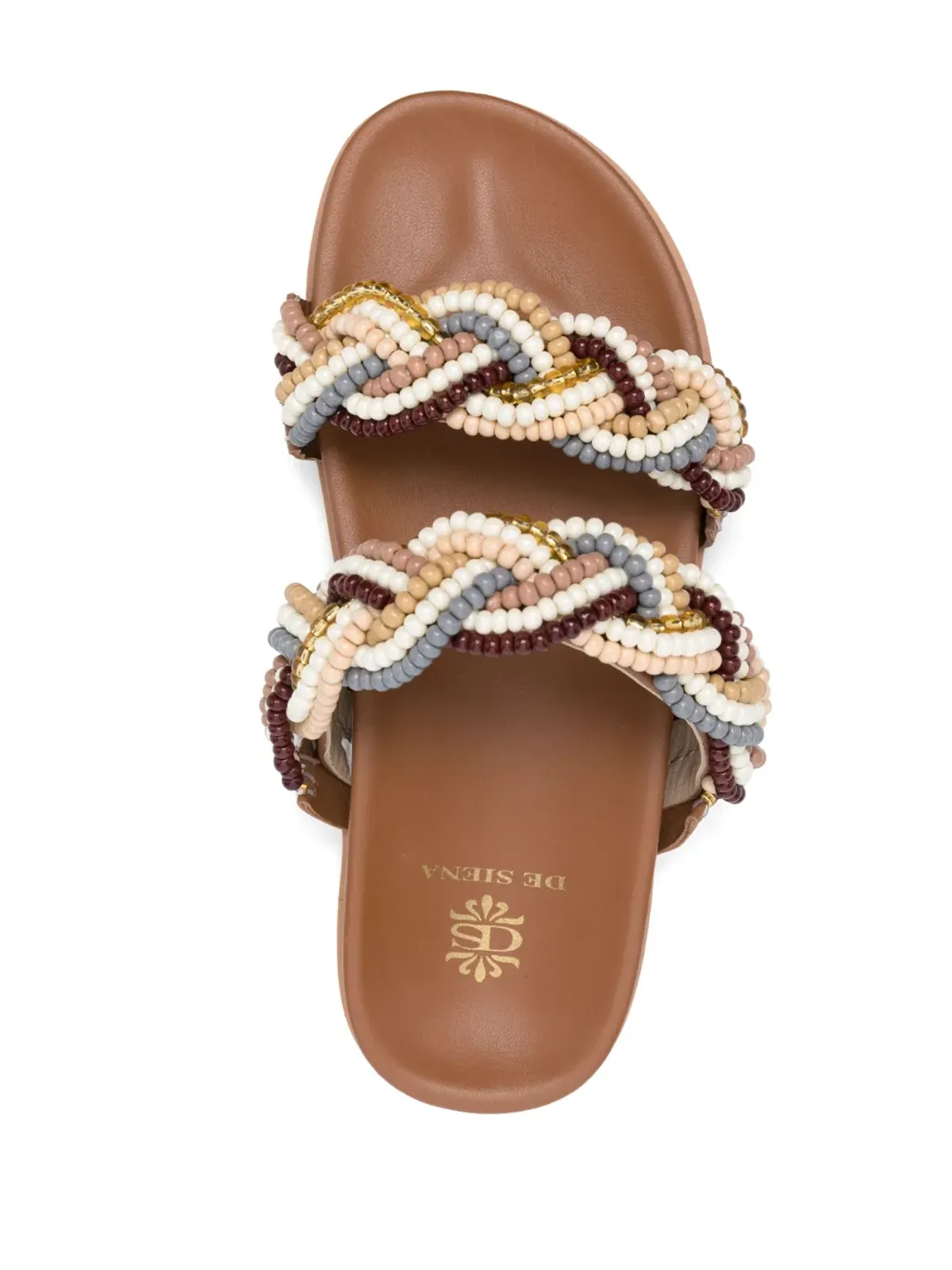 DE SIENA SHOES ビーズ装飾レザー・スライド - ブラウン - 画像4