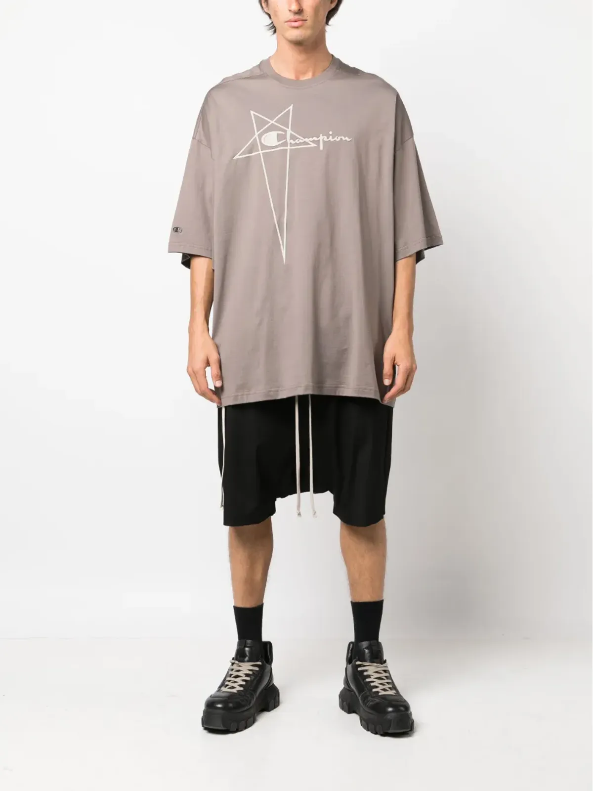Rick Owens X Champion ロゴエンボス ドロップショルダー Tシャツ - 画像2