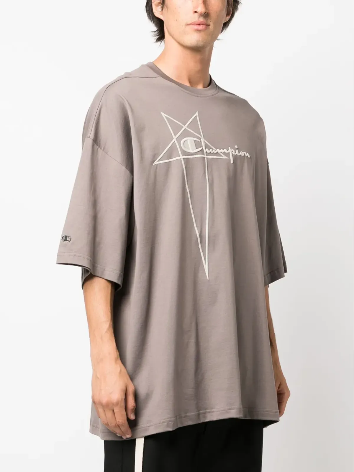 Rick Owens X Champion ロゴエンボス ドロップショルダー Tシャツ - 画像3