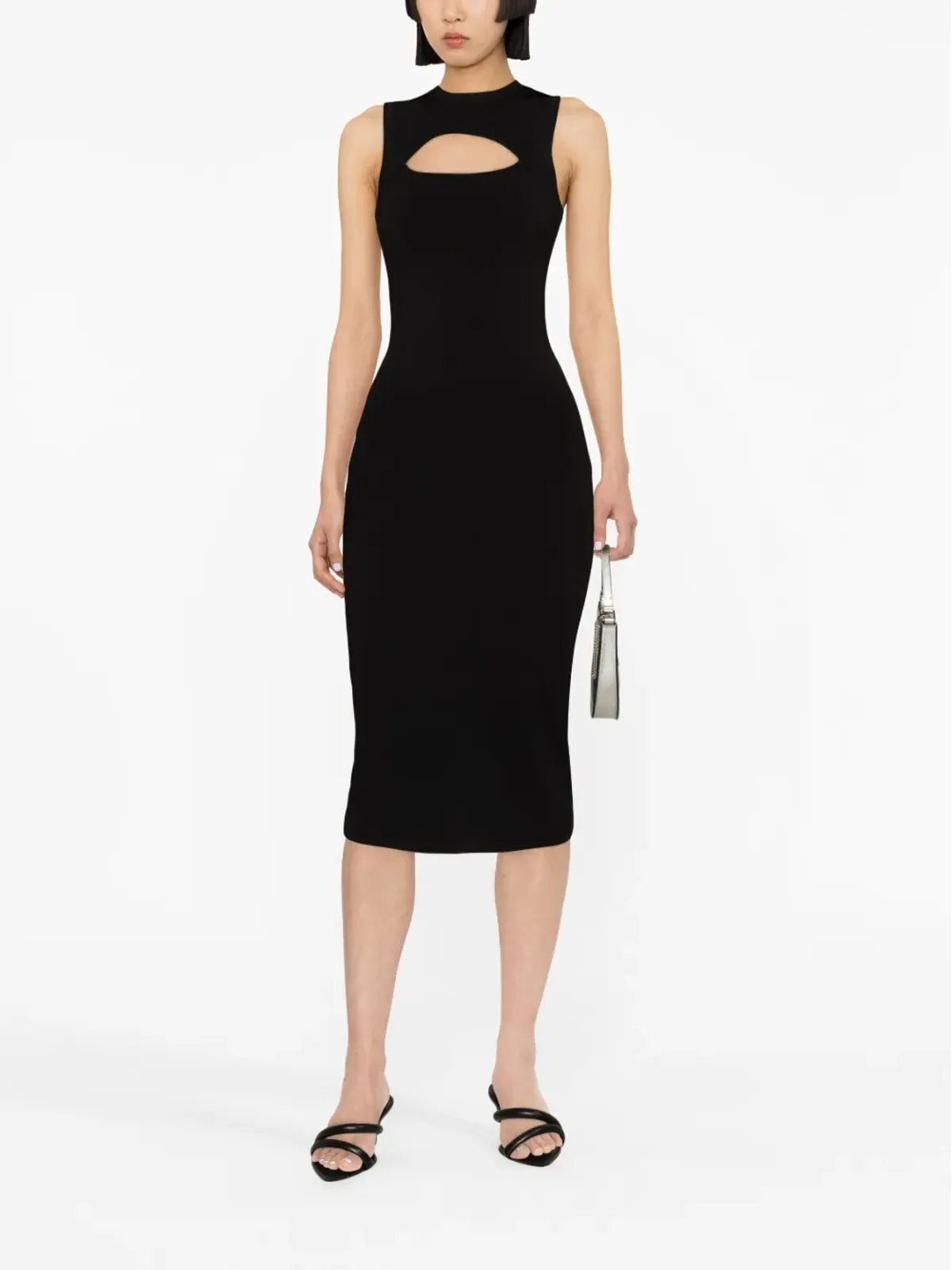 Victoria Beckham カットアウトノースリーブミディドレス - ブラック - 画像2