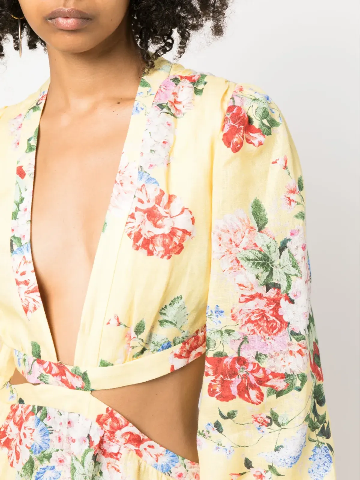 Forte Dei Marmi Couture 花柄プリントのリネンドレス（カットアウト） - イエロー - 画像5