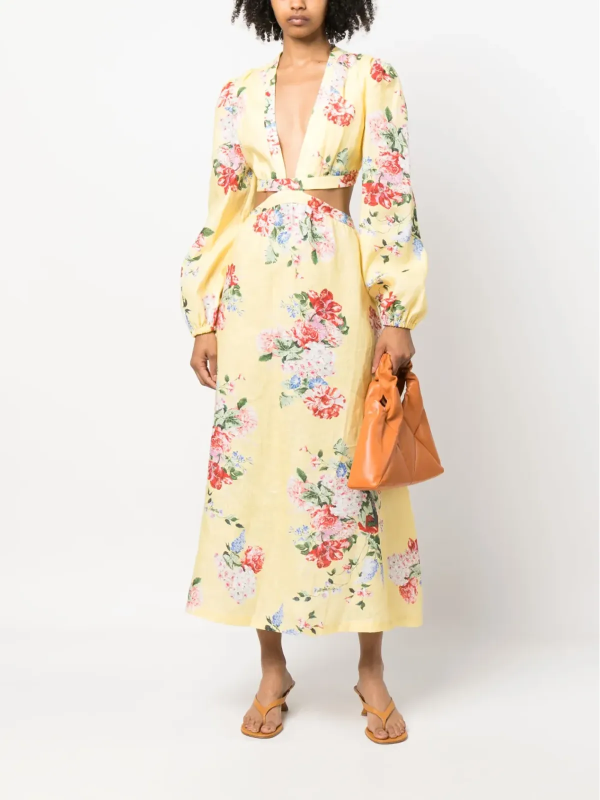Forte Dei Marmi Couture 花柄プリントのリネンドレス（カットアウト） - イエロー - 画像2