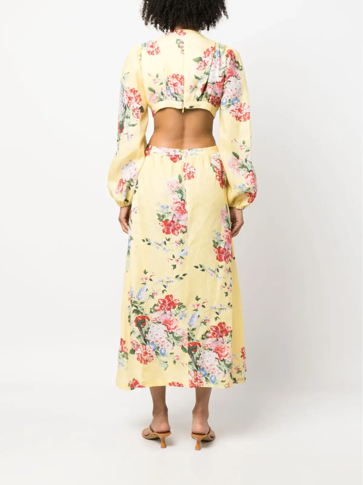 Forte Dei Marmi Couture 花柄プリントのリネンドレス（カットアウト） - イエロー - 画像4