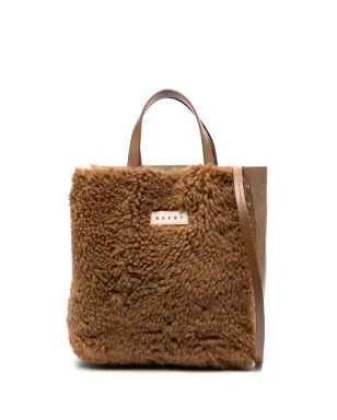 Marni ロゴパッチシアリング トートバッグ - ブラウン - サムネイル1
