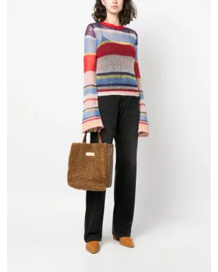 Marni ロゴパッチシアリング トートバッグ - ブラウン - サムネイル2