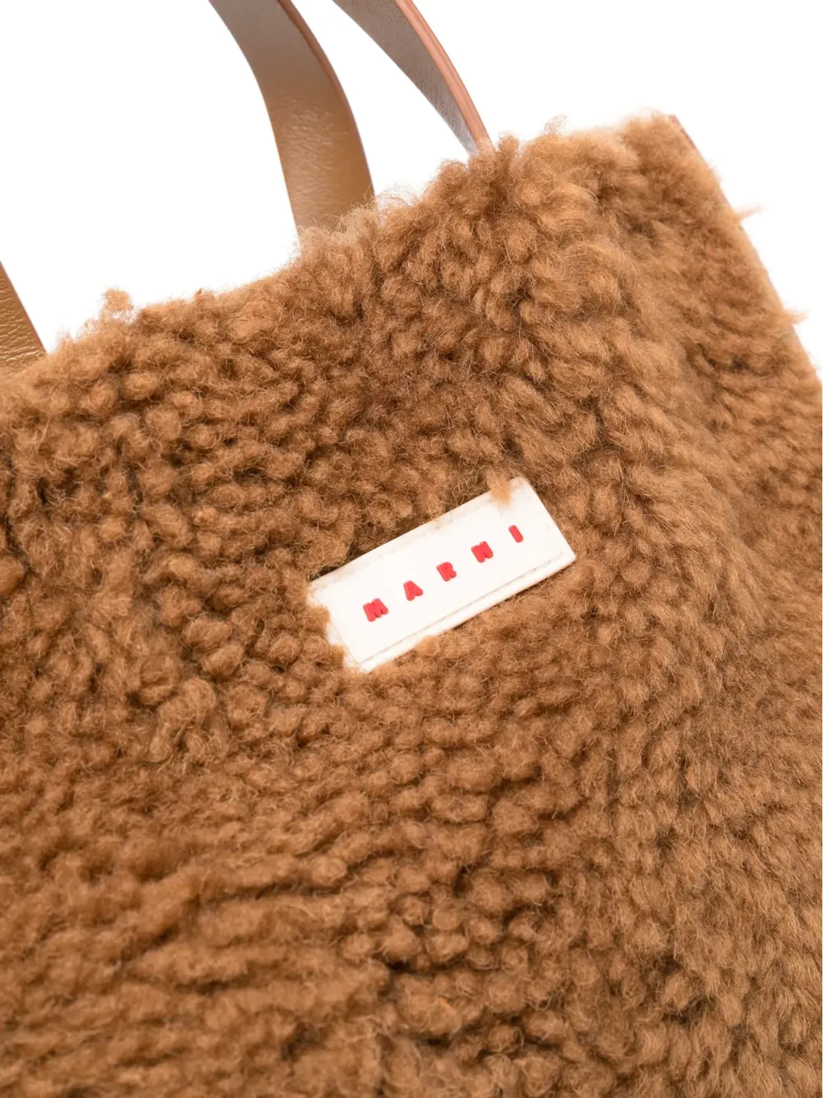 Marni ロゴパッチシアリング トートバッグ - ブラウン - 画像4