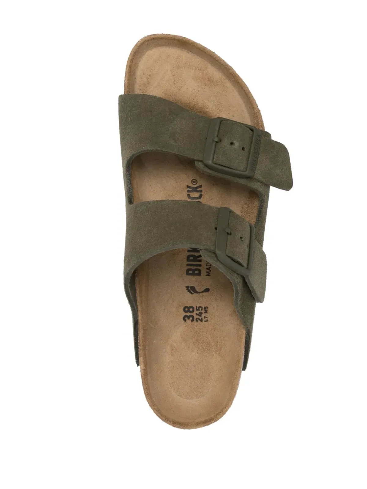 Birkenstock アリゾナ ロゴ刻印 スエード サンダル - グリーン - 画像4