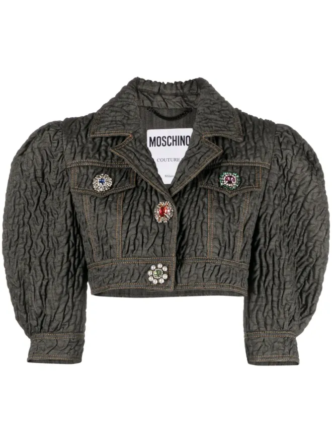 Moschino Moschino クリスタル装飾のクロップドジャケットの商品画像