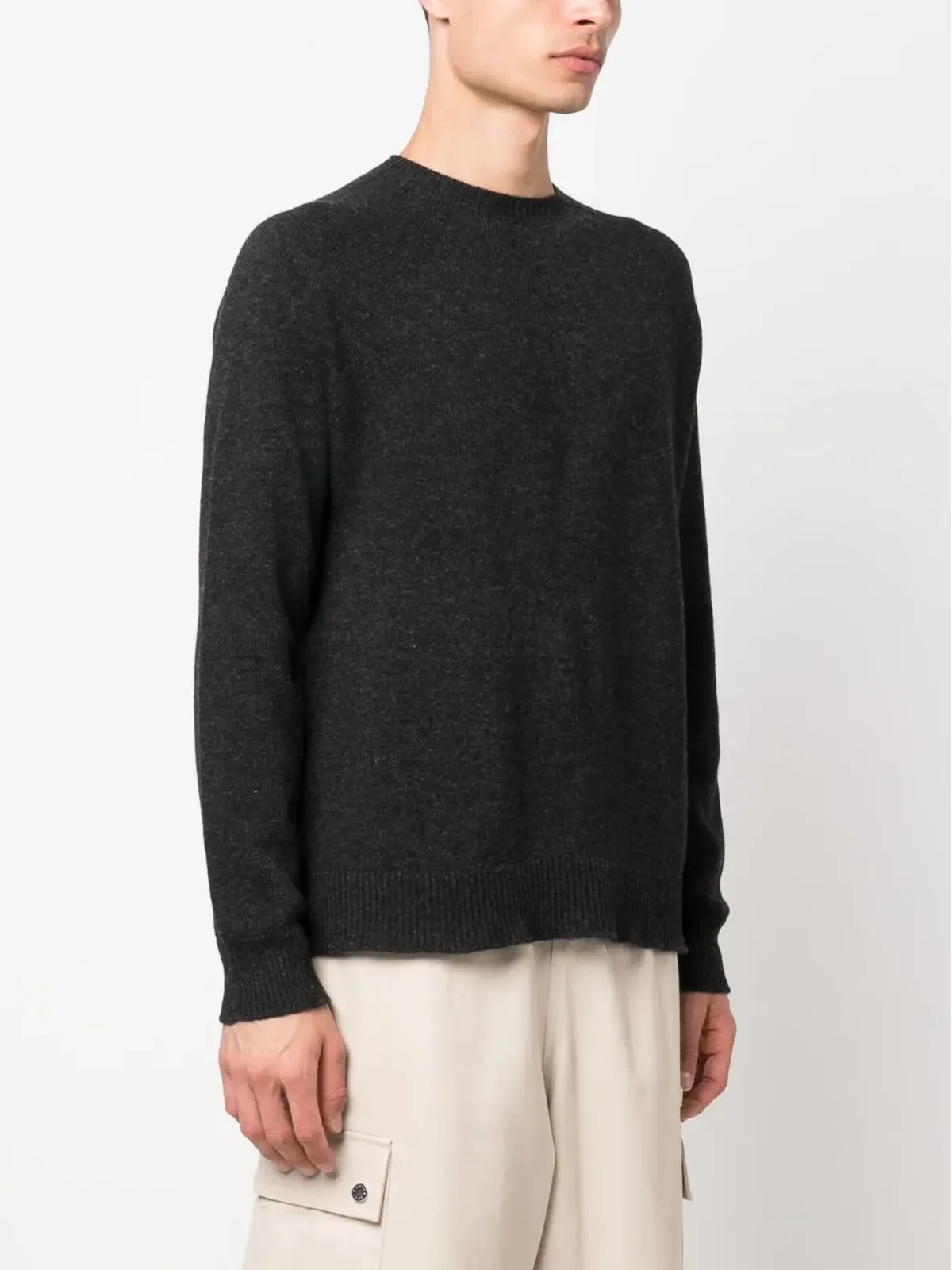 Jil Sander ファインニット ウールカシミヤ混紡 セーター グレー - 画像3