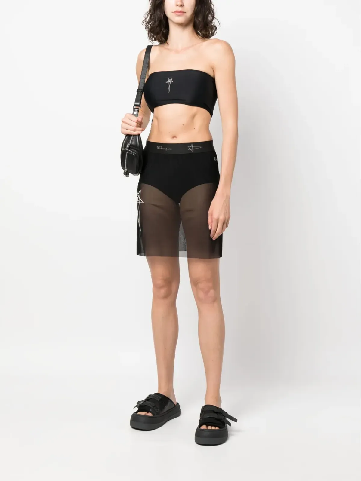 Rick Owens X Champion ロゴ入りウエストバンド シアースカート - 画像2
