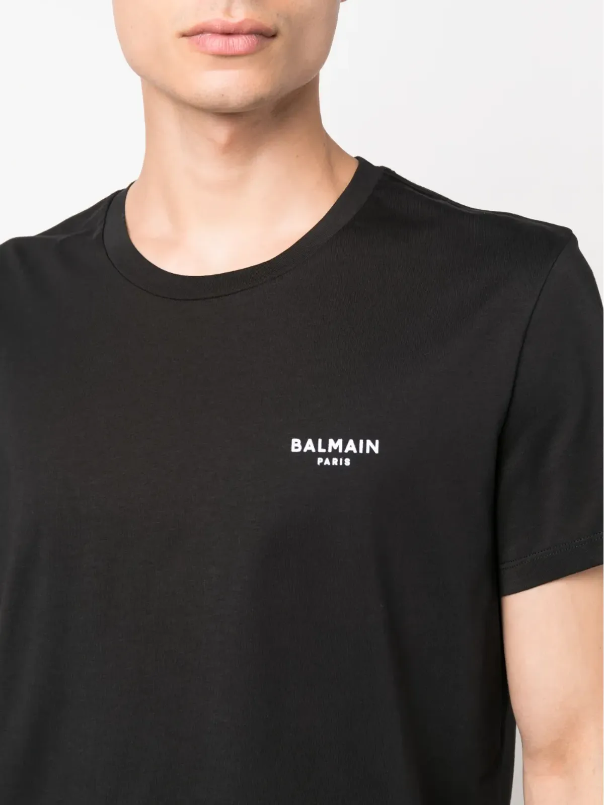 Balmain フロックドロゴ コットン Tシャツ - 画像5