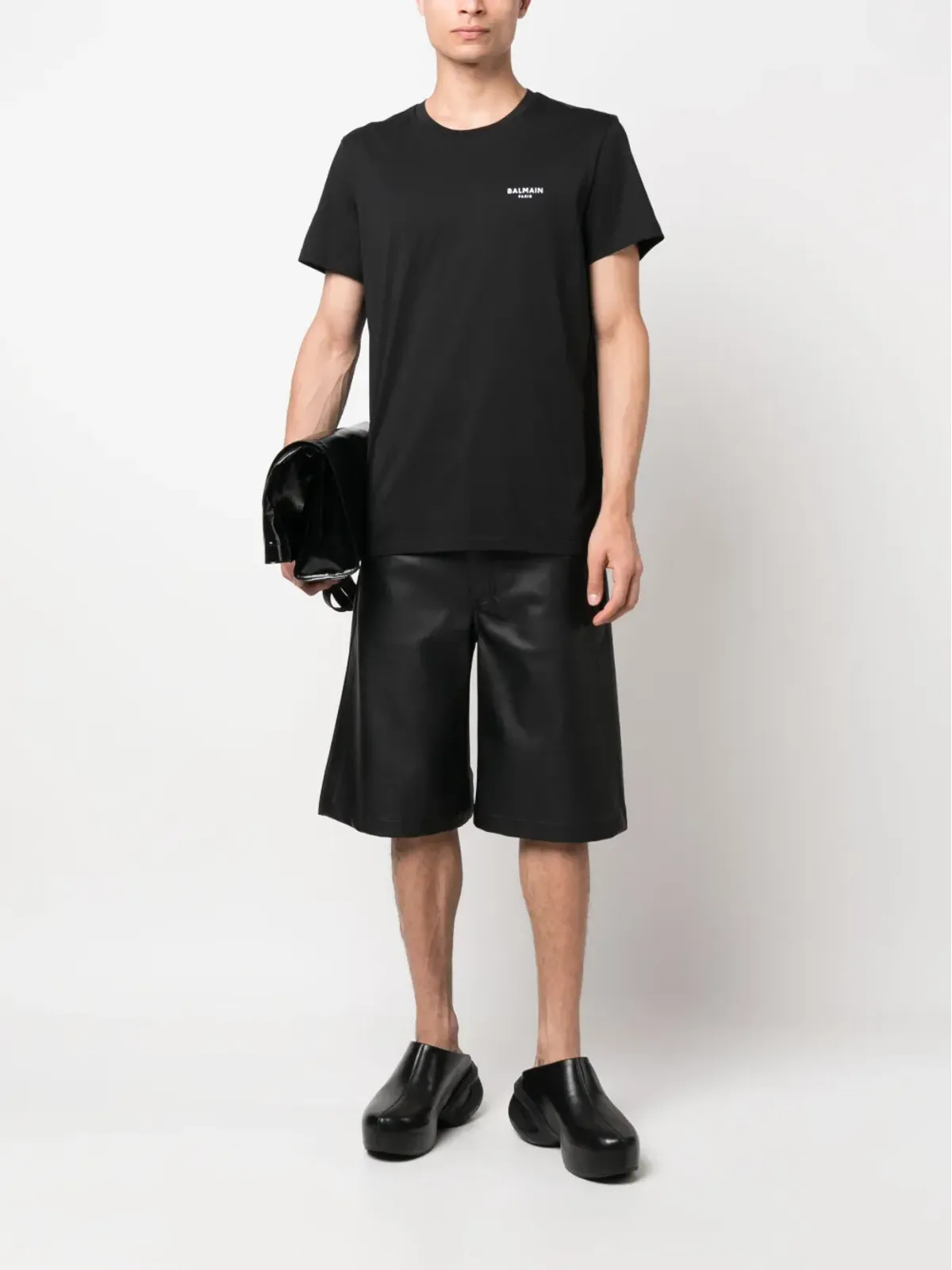 Balmain フロックドロゴ コットン Tシャツ - 画像2