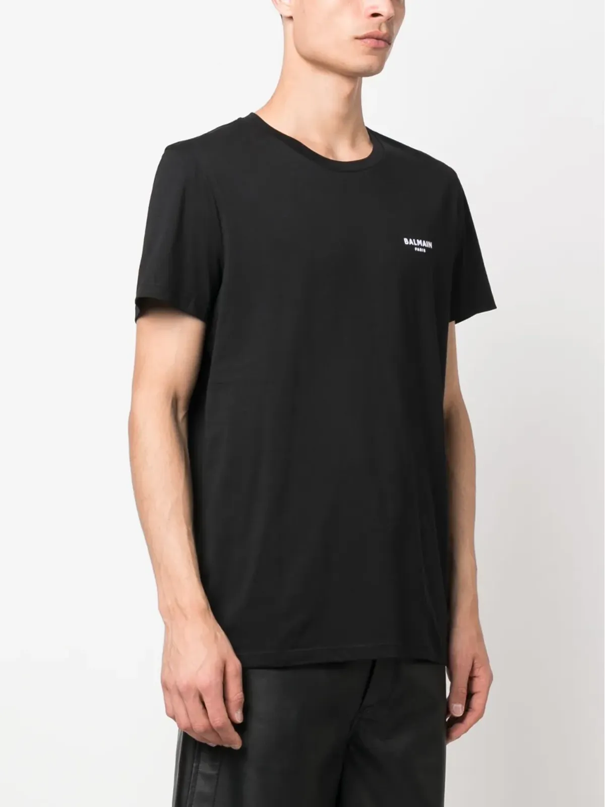 Balmain フロックドロゴ コットン Tシャツ - 画像3
