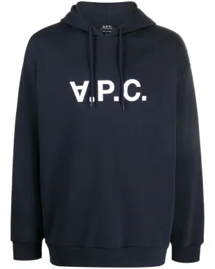 A.P.C. Milo ロゴプリント オーガニックコットン フーディー - ブルー - サムネイル1