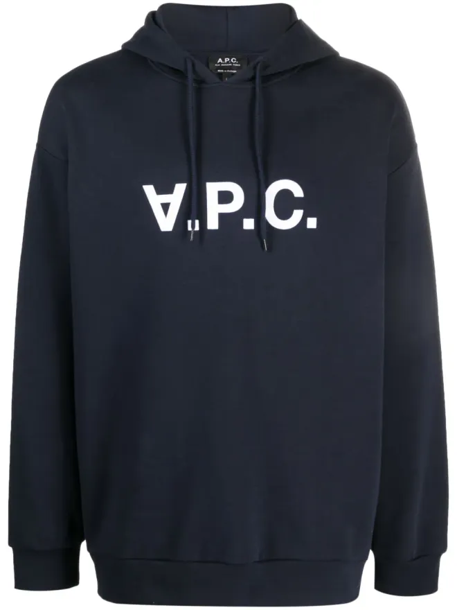 A.P.C. A.P.C. Milo ロゴプリント オーガニックコットン フーディー - ブルーの商品画像