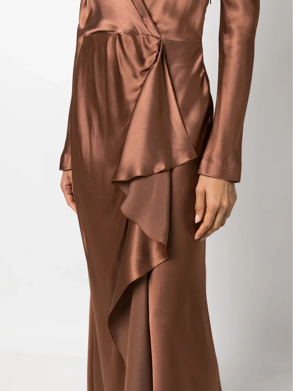 Alberta Ferretti ドレープ ラップエフェクト サテン マキシドレス - 画像5