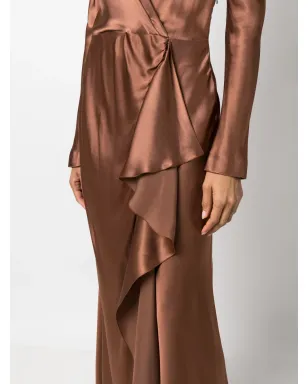 Alberta Ferretti ドレープ ラップエフェクト サテン マキシドレス - サムネイル5