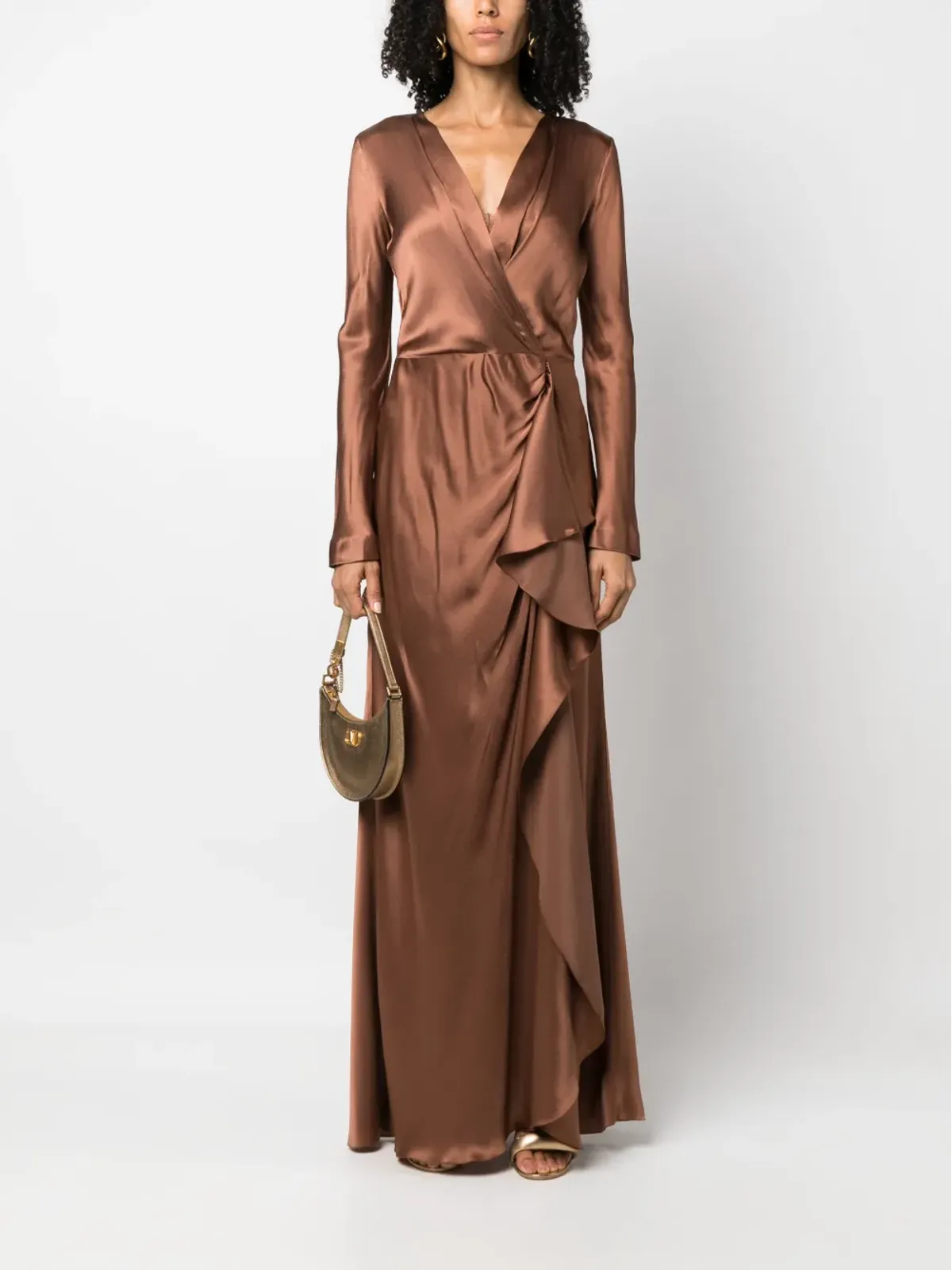 Alberta Ferretti ドレープ ラップエフェクト サテン マキシドレス - 画像2