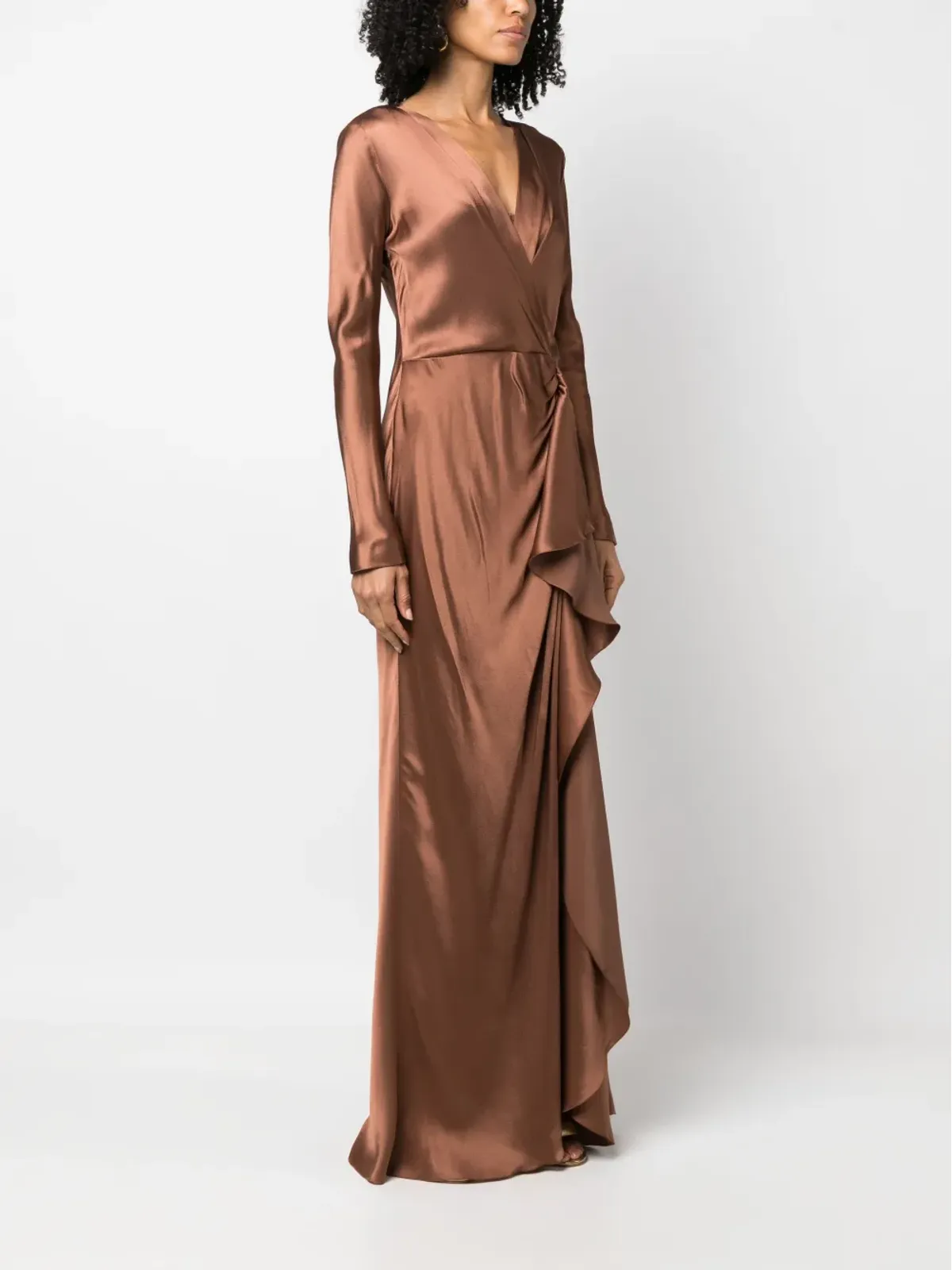 Alberta Ferretti ドレープ ラップエフェクト サテン マキシドレス - 画像3