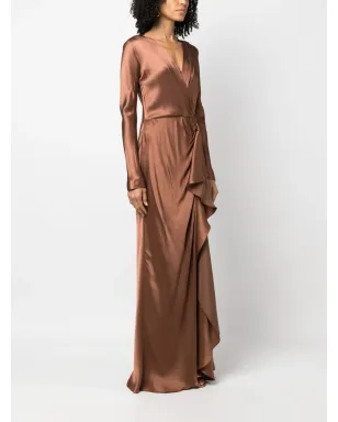 Alberta Ferretti ドレープ ラップエフェクト サテン マキシドレス - サムネイル3