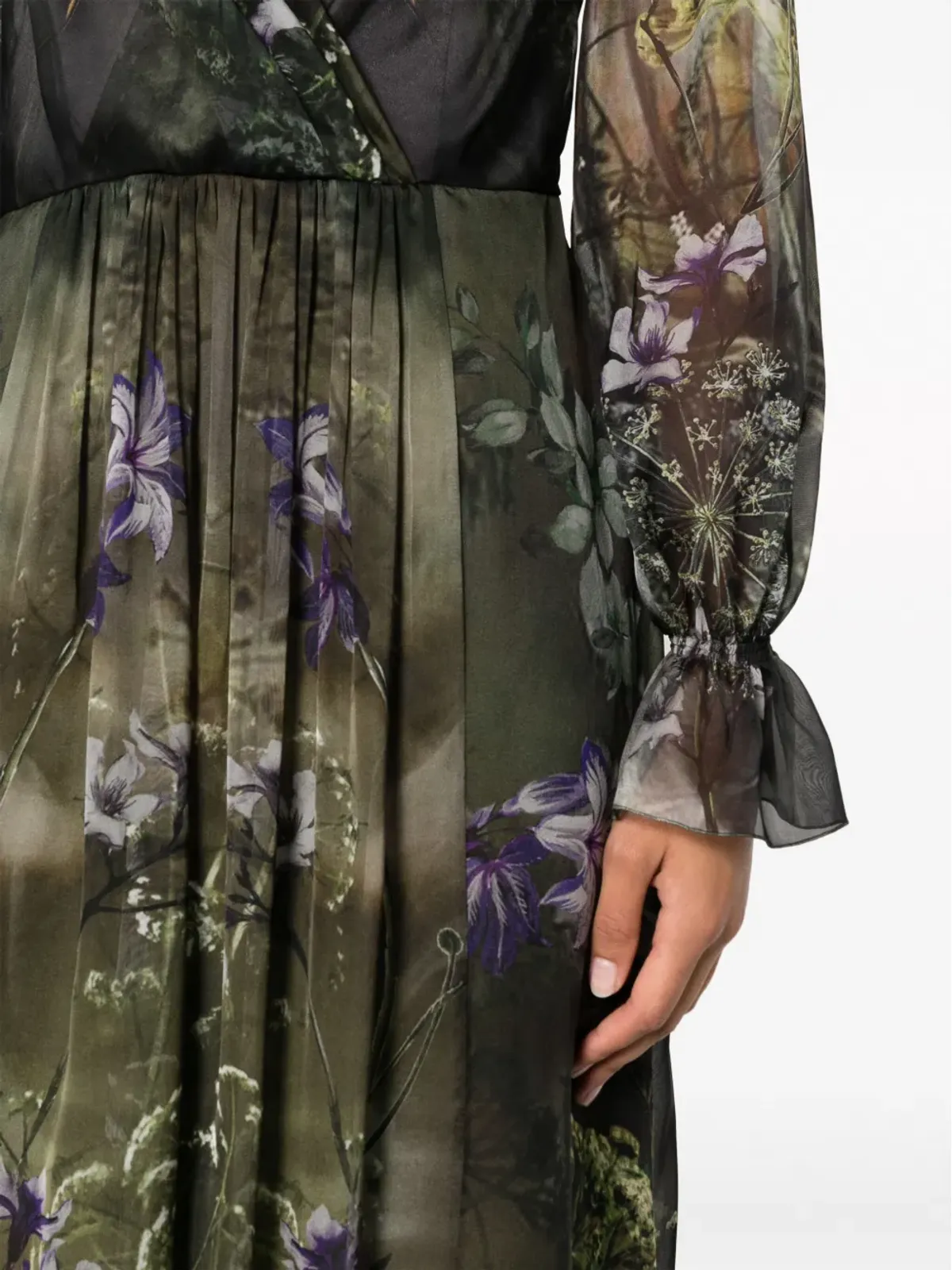 Alberta Ferretti 花柄プリント シルク ミディドレス - 画像5