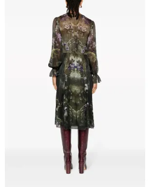 Alberta Ferretti 花柄プリント シルク ミディドレス - サムネイル4