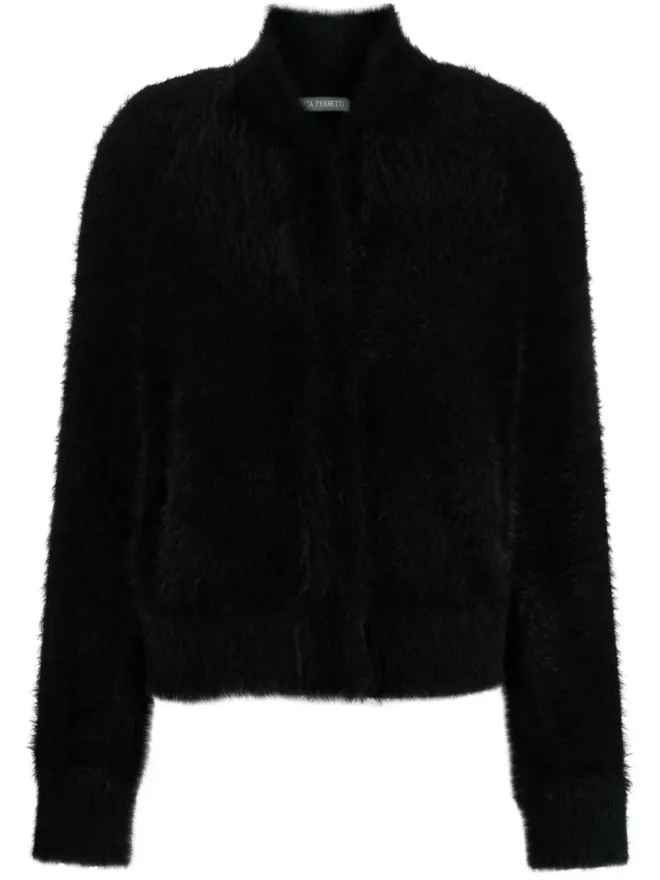 Alberta Ferretti Alberta Ferretti ブラッシュドエフェクト プレススタッド付きカーディガン - ブラックの商品画像