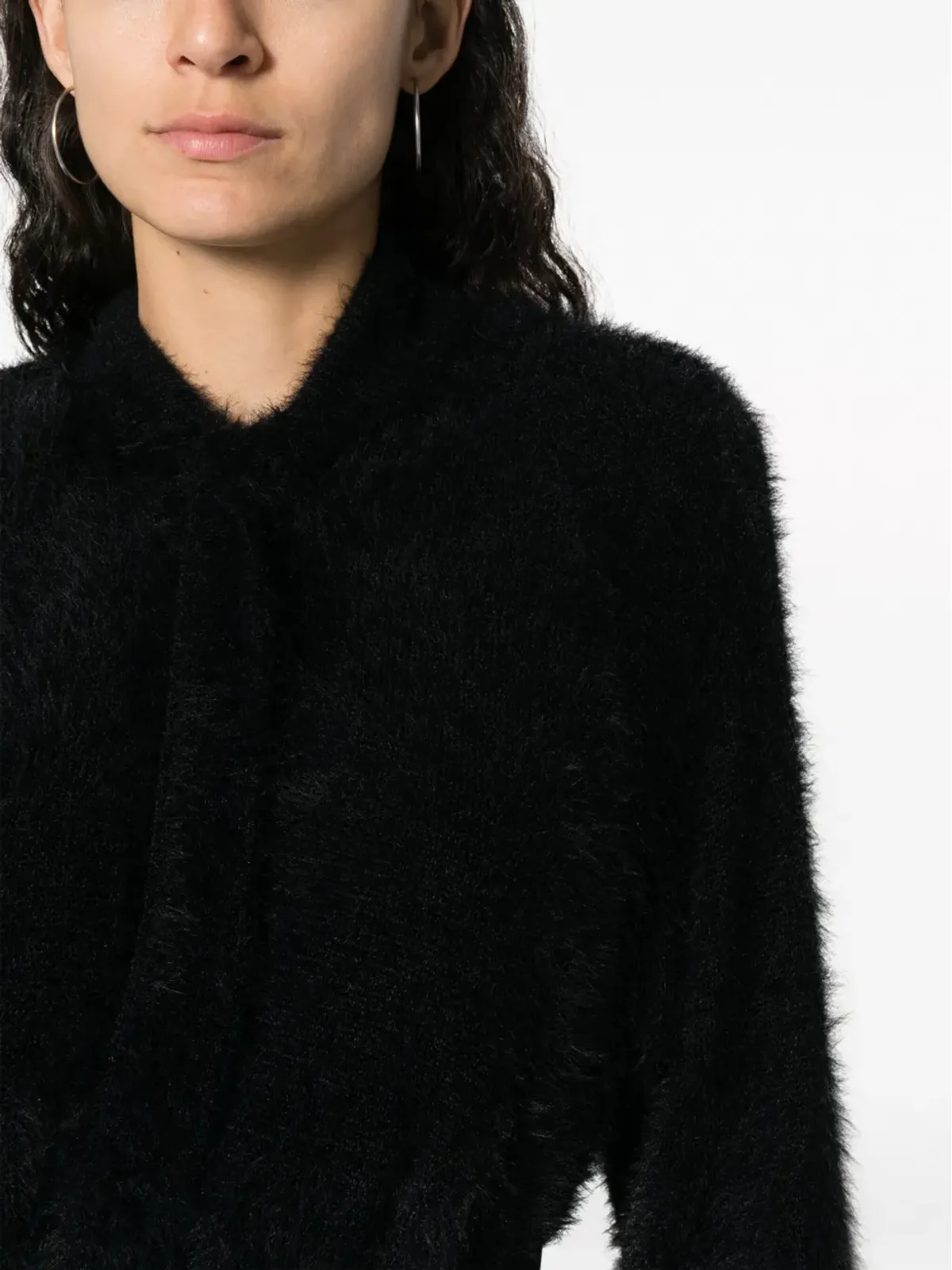 Alberta Ferretti ブラッシュドエフェクト プレススタッド付きカーディガン - ブラック - 画像5