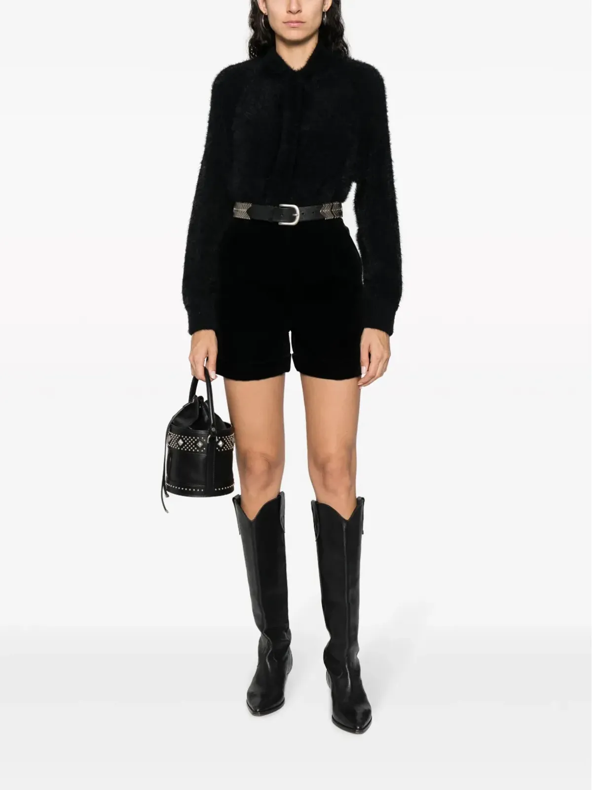 Alberta Ferretti ブラッシュドエフェクト プレススタッド付きカーディガン - ブラック - 画像2