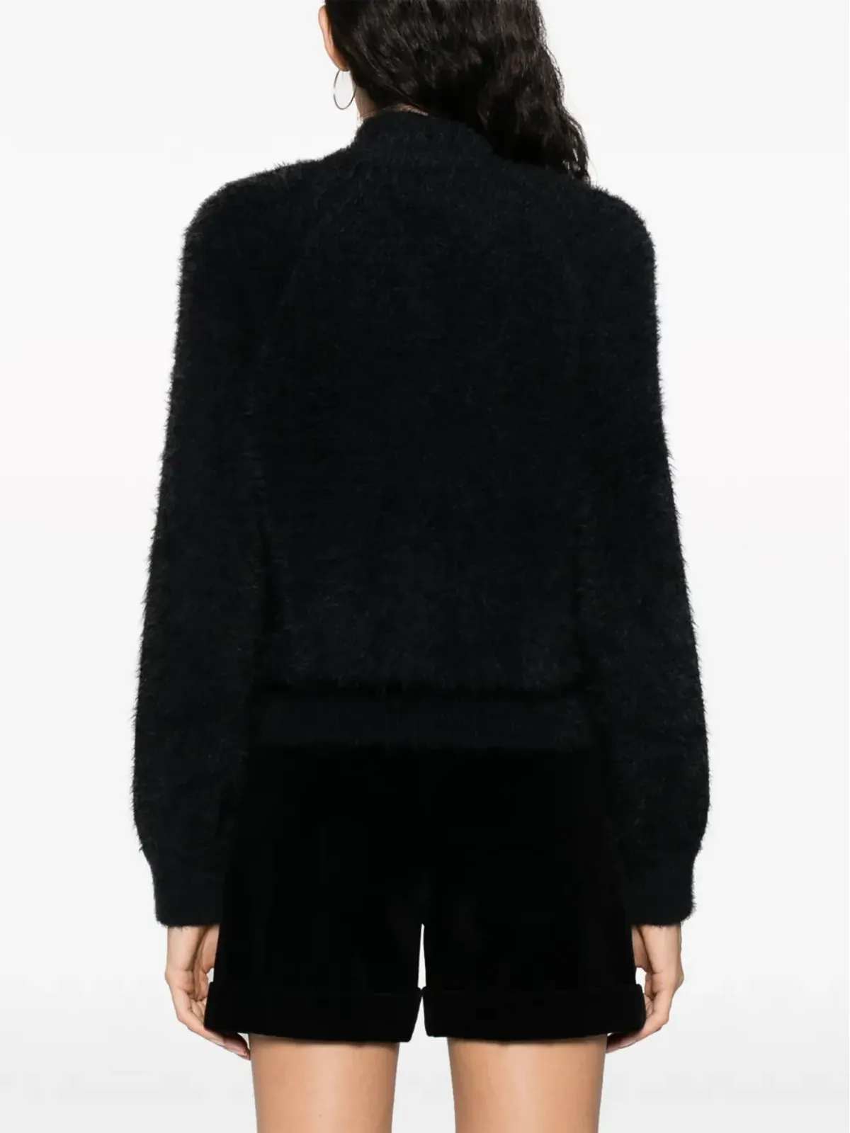 Alberta Ferretti ブラッシュドエフェクト プレススタッド付きカーディガン - ブラック - 画像4