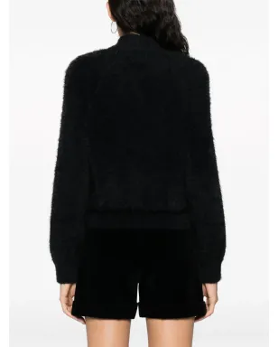Alberta Ferretti ブラッシュドエフェクト プレススタッド付きカーディガン - ブラック - サムネイル4