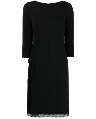 Alberta Ferretti レーストリム付きシルクドレス - ブラック - サムネイル1
