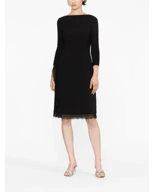 Alberta Ferretti レーストリム付きシルクドレス - ブラック - サムネイル2