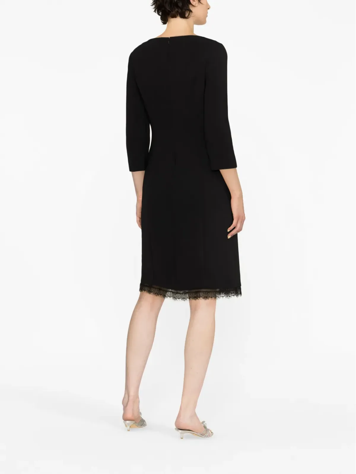 Alberta Ferretti レーストリム付きシルクドレス - ブラック - 画像3
