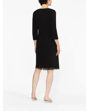 Alberta Ferretti レーストリム付きシルクドレス - ブラック - サムネイル3