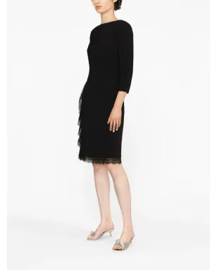 Alberta Ferretti レーストリム付きシルクドレス - ブラック - サムネイル4