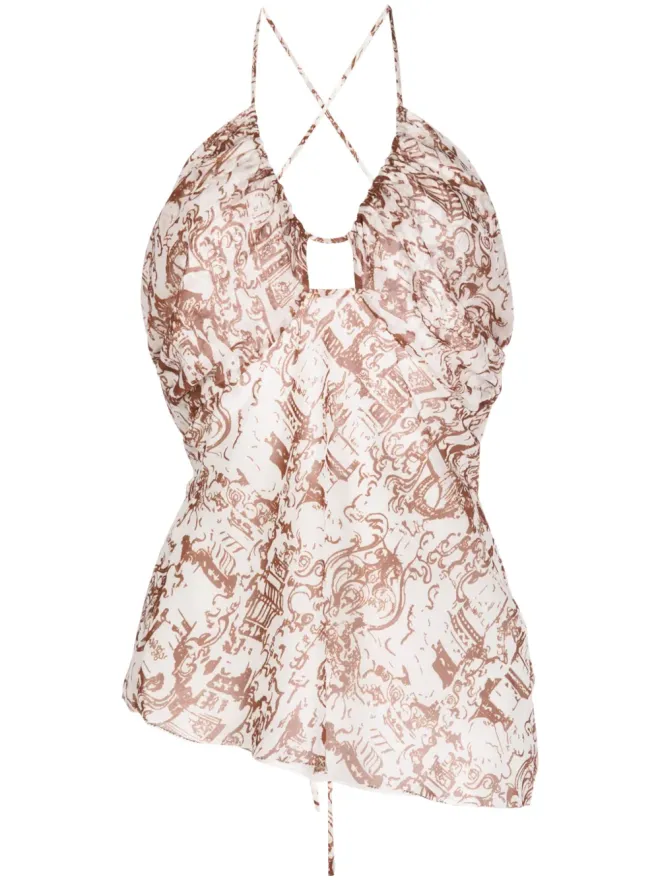 Rejina Pyo Rejina Pyo Mei Renaissance-print halterneck topの商品画像