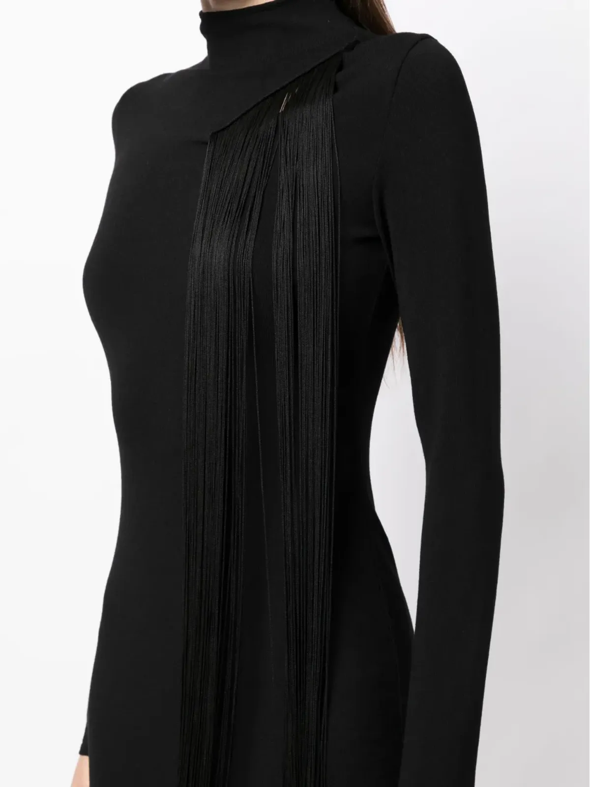 Stella McCartney 非対称フリンジ付きニットドレス - ブラック - 画像5