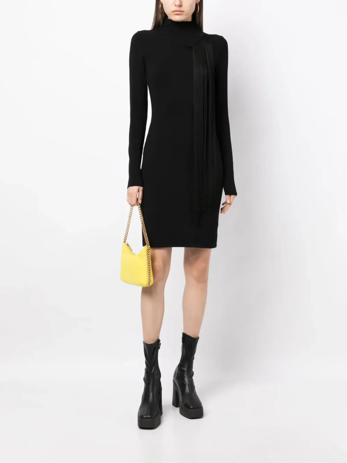 Stella McCartney 非対称フリンジ付きニットドレス - ブラック - 画像2