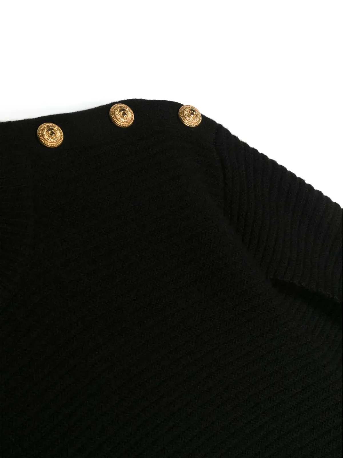 Balmain Kids slit-sleeve ribbed-knit jumper - Black - 画像3