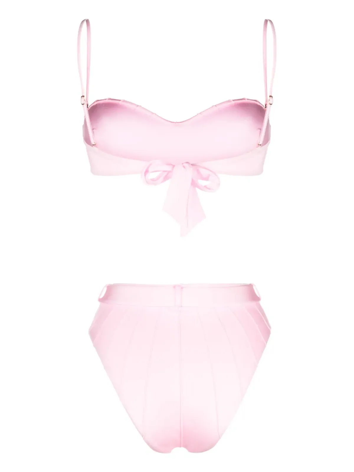 Noire Swimwear ハイウエストベルト付きビキニセット - ピンク - 画像2