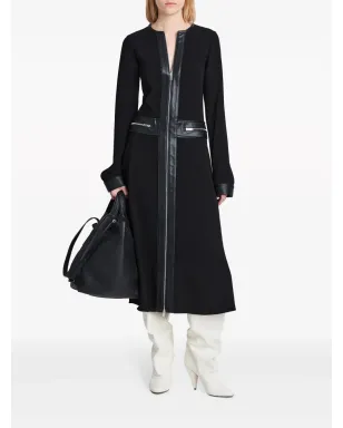Proenza Schouler フェイクレザー トリム ロングスリーブ ミディドレス（ブラック） - サムネイル2