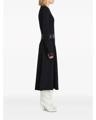 Proenza Schouler フェイクレザー トリム ロングスリーブ ミディドレス（ブラック） - サムネイル3