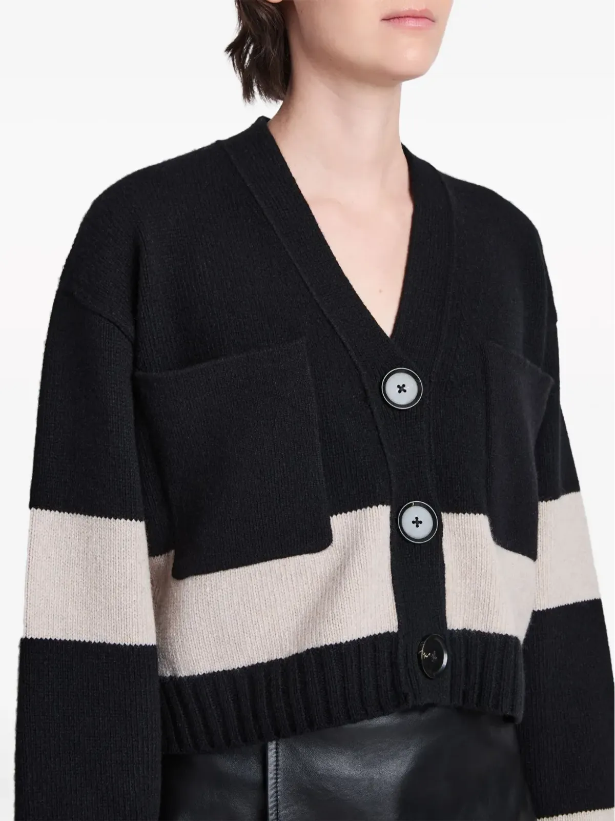 Proenza Schouler ソフィア ストライプ ウール混紡 カーディガン - ブラック - 画像5