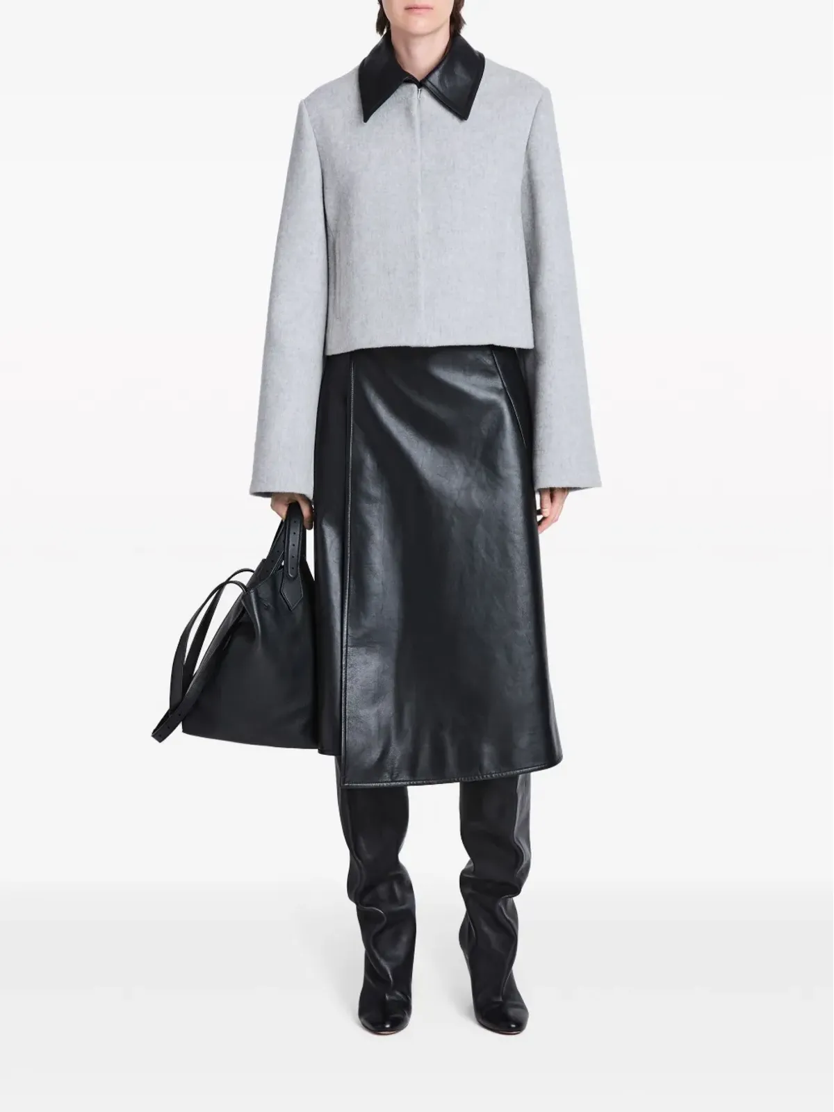 Proenza Schouler ブリジット レザー襟付き クロップドジャケット - 画像2