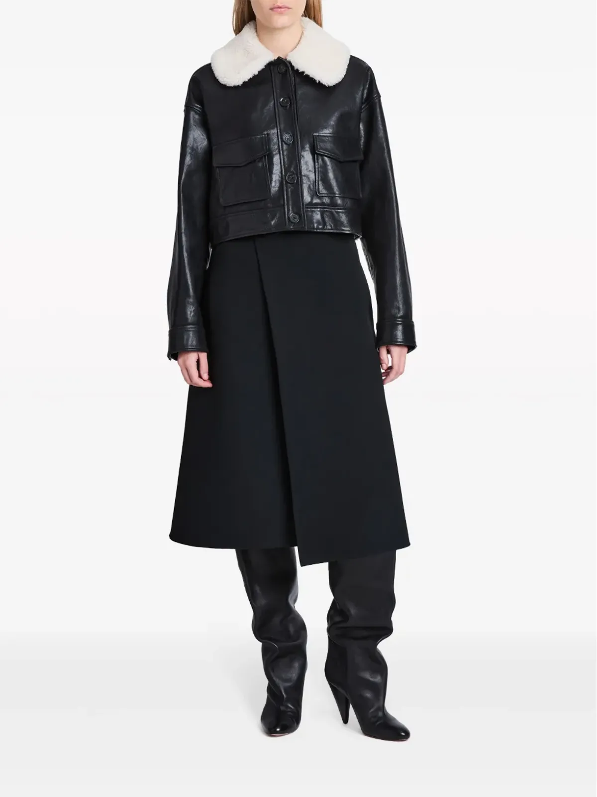 Proenza Schouler Judd シェアリングカラー レザー ジャケット - 画像2