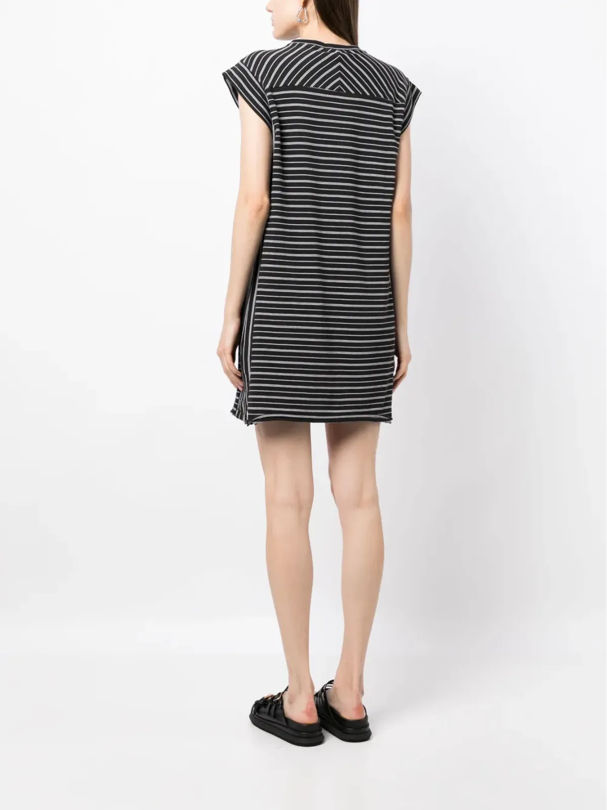 rag & bone ストライププリント オーガニックコットン ワンピース - Black - 画像4