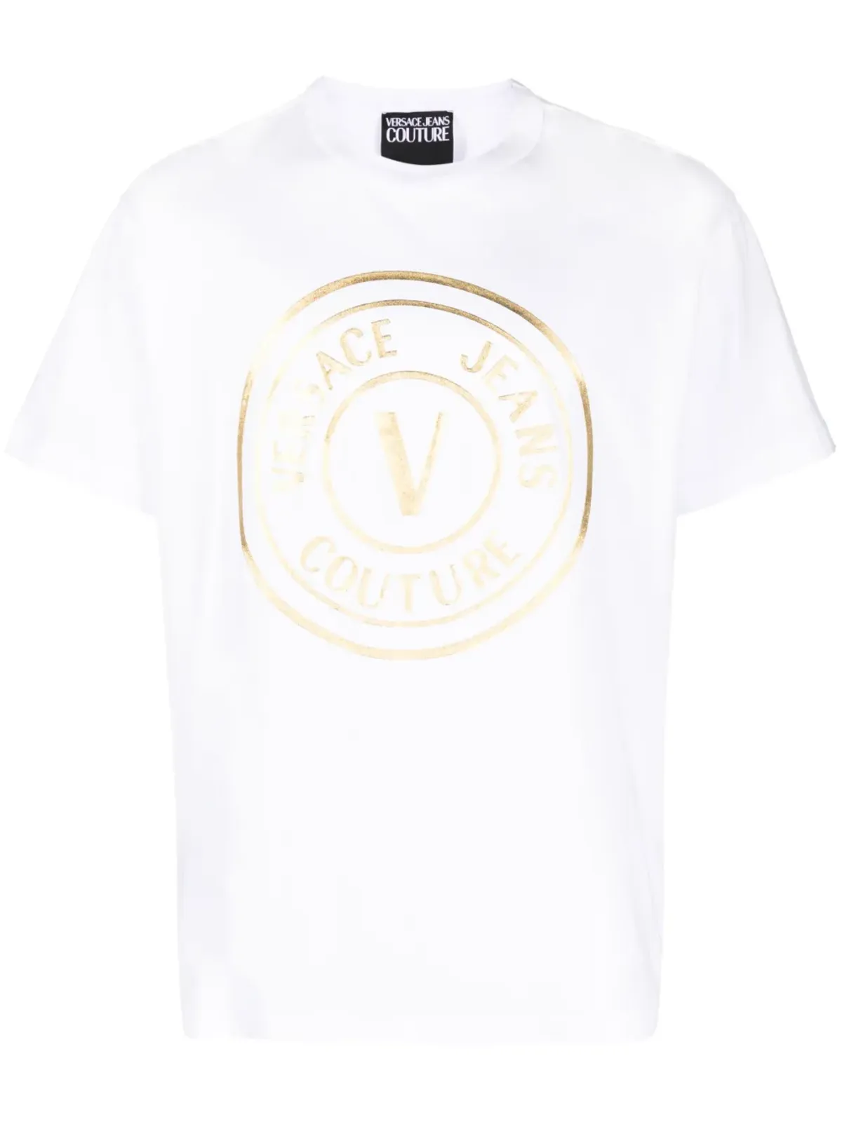 Versace Jeans Couture ロゴ箔プリント コットン Tシャツ - 画像1