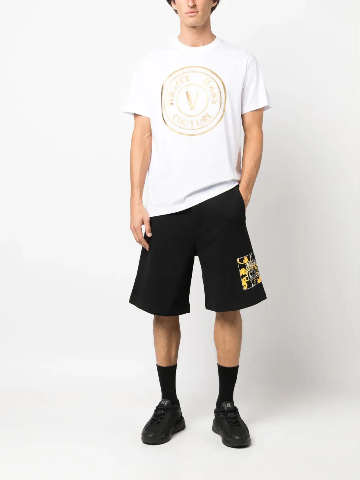 Versace Jeans Couture ロゴ箔プリント コットン Tシャツ - 画像2