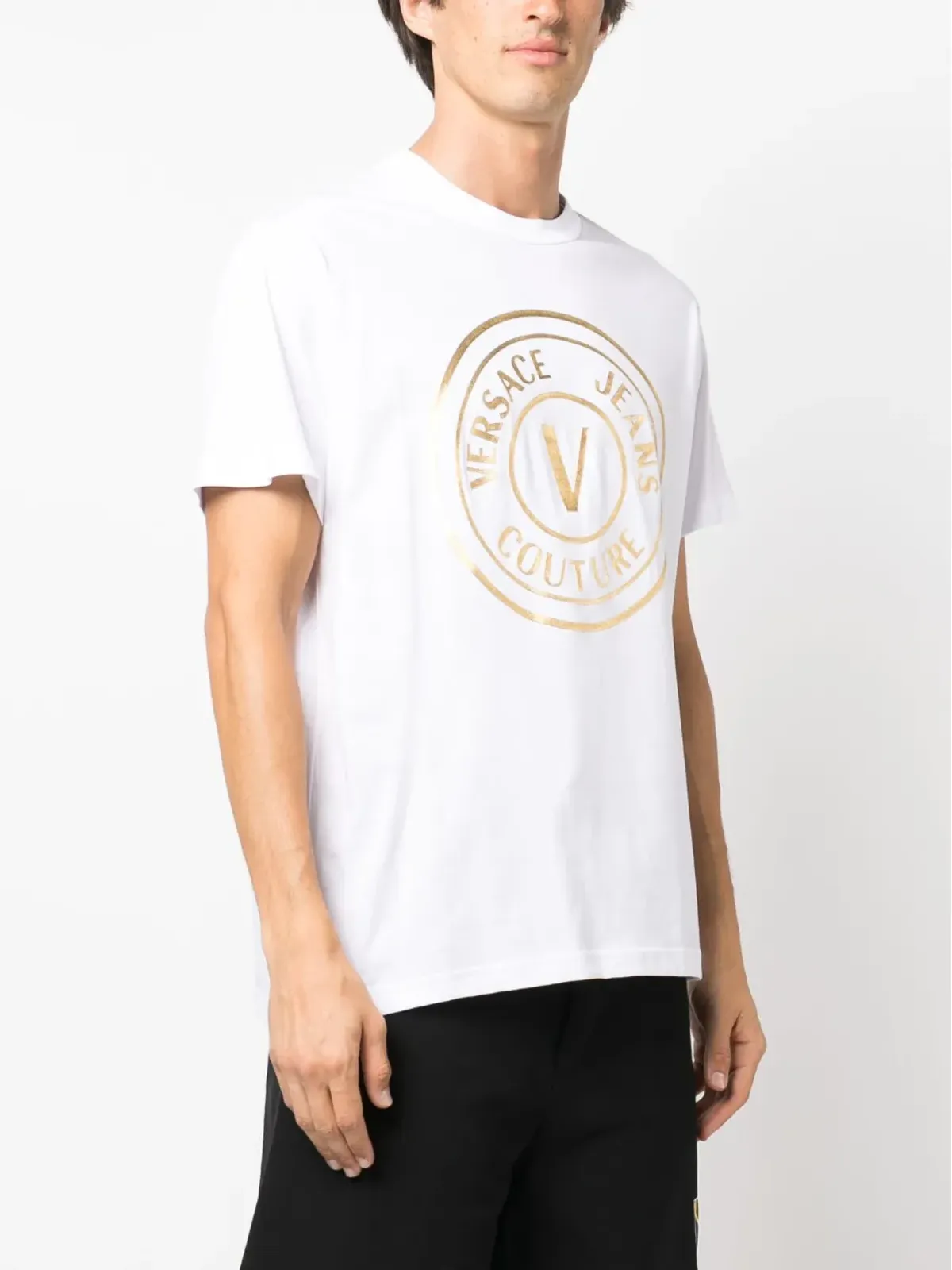 Versace Jeans Couture ロゴ箔プリント コットン Tシャツ - 画像3